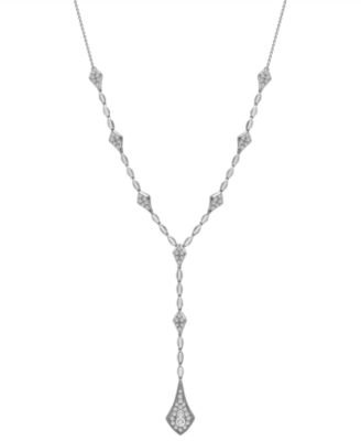 Wrapped in Love - Diamond Multi Cluster Lariat Necklace (1 ct. t.w.) , 15" + 2" extender