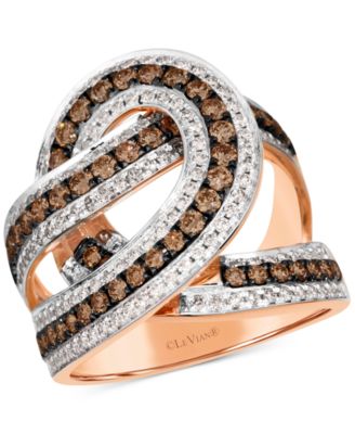 Le Vian - Chocolate Diamond & Vanilla Diamonds Interlocking Swirl Ring (1-1/2 ct. t.w.) in 14k Rose Gold