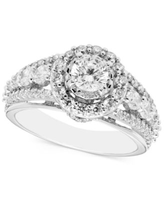 Macy's - Diamond Halo Triple Row Engagement Ring (1-5/8 ct. t.w.) in 14k White Gold