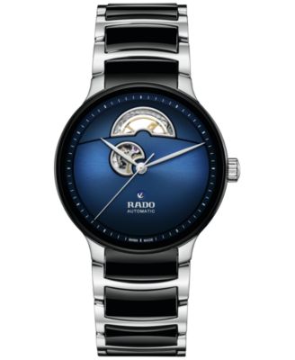 Rado - Unisex Swiss Automatic Centrix Open Heart Black Ceramic & Stainless Steel Bracelet Watch 40mm