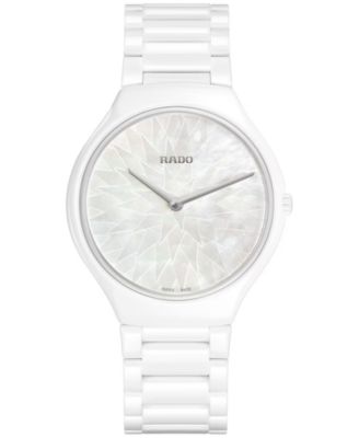 Rado - Unisex Swiss Automatic True Round Thinline x Great Gardens of the World White Ceramic Bracelet Watch 40mm