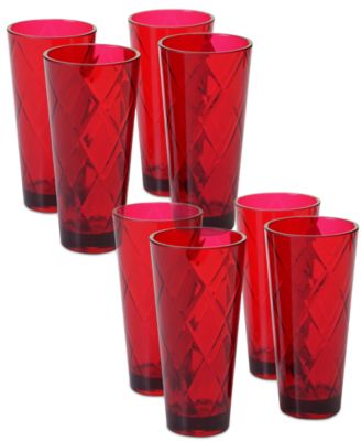 Certified International - Ruby Diamond Acrylic Set of 8 Acrylic Ice Tea Glasses
