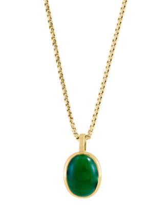 EFFY Collection - Men's Dyed Jade Oval Cabochon 22" Pendant Necklace in Gold-Plated Silver