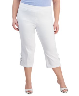 JM Collection - Plus Size Side Lace-Up Capri Pants