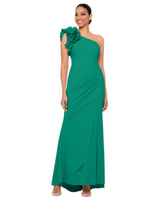 XSCAPE - Women's Ruffled One-Shoulder Gown