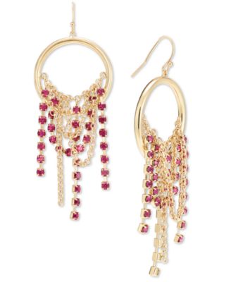I.N.C. International Concepts - Crystal Chain Fringe Hoop Drop Earrings