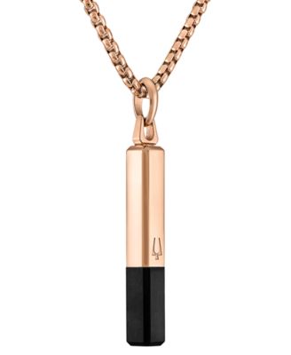 Bulova - Black & Rose Gold-Tone IP Stainless Steel Black Spinel 26" Pendant Necklace
