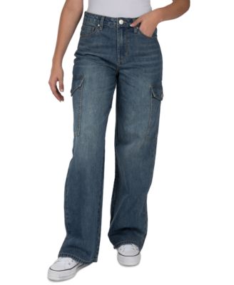 Indigo Rein - Juniors' High Rise Skater Flare Cargo Jeans