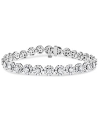 Macy's - Diamond Halo Tennis Bracelet (7 ct. t.w.) in 14k White Gold