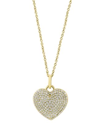 EFFY Collection - EFFY&reg; Diamond Pav&eacute; Heart 18" Pendant Necklace (5/8 ct. t.w.) in 14k Gold
