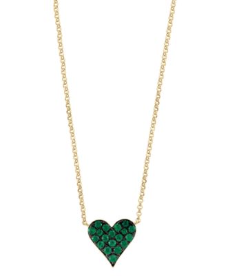 EFFY Collection - Emerald (3/8 ct. t.w.) Heart 18" Pendant Necklace in 14k Gold