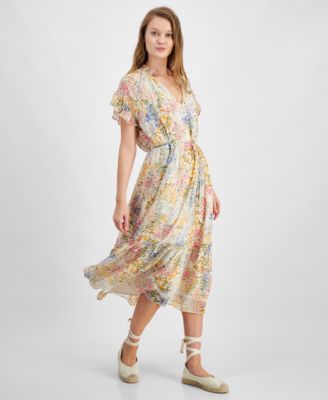 Lucy Paris - Women's Camellia Ruffled Floral-Print Tie-Waist Dress