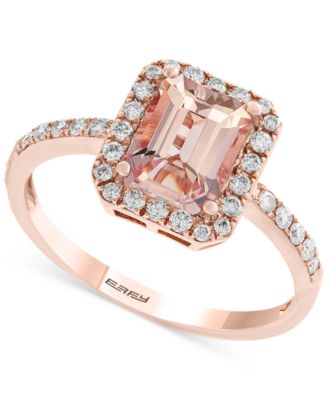 EFFY Collection - Morganite (1-1/5 ct. t.w.) & Diamond (1/4 ct. t.w.) Halo Ring in 14k Rose Gold