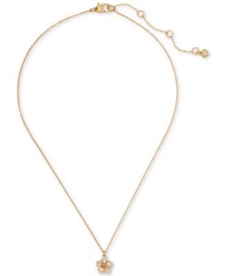 kate spade new york - Gold-Tone Cubic Zirconia Fleurette Pendant Necklace, 16" + 3" extender