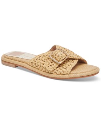 Dolce Vita - Women's Alanzo Raffia Buckle Slide Flat Sandals