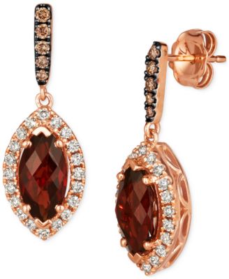Le Vian - Pomegranate Garnet (2-7/8 ct. t.w.) & Diamond (1/2 ct. t.w.) Halo Drop Earrings in 14k Rose Gold