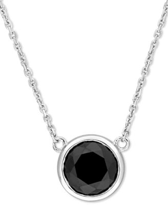 Macy's - Black Diamond Bezel Solitaire 17" Pendant Necklace (2 ct. t.w.) in 14k White Gold