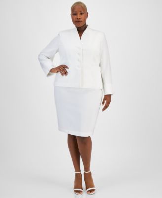 Le Suit - Plus Size Stand-Collar Skirt Suit