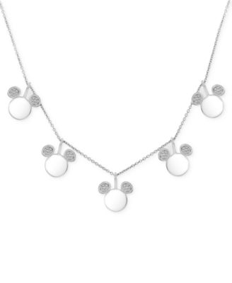 Wonder Fine Jewelry - Diamond Mickey Mouse Dangle Collar Necklace (1/5 ct. t.w.) in Sterling Silver, 16" + 2" extender