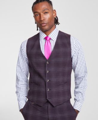 Tayion Collection - Men's Classic-Fit Plaid Suit Vest