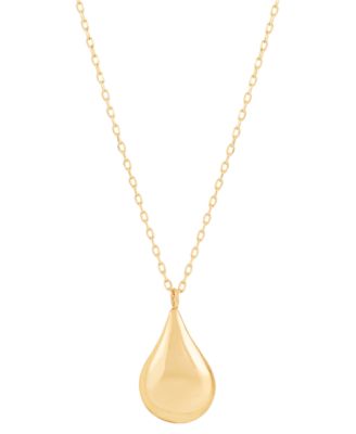 Italian Gold - Polished Teardrop 18" Pendant Necklace in 10k Gold