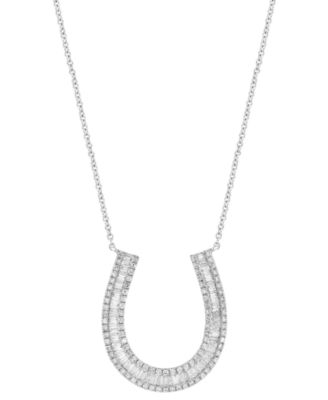 EFFY Collection - Diamond Horseshoe 18" Pendant Necklace (5/8 ct. t.w.) in 14k White Gold