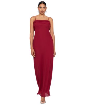 Betsy & Adam - Women's Draped-Back Spaghetti-Strap Gown