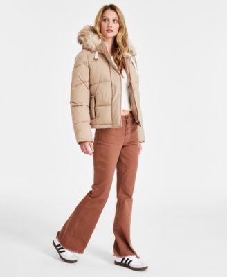 Maralyn & Me - Juniors' Faux-Fur-Trim Hooded Puffer Coat