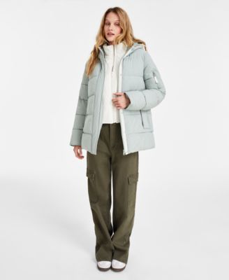 Maralyn & Me - Juniors' Bibbed Hooded Long-Sleeve Puffer Coat