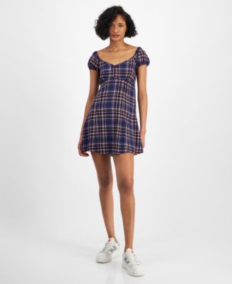 Self Esteem - Juniors' Textured Smocked-Back Empire-Waist Dress