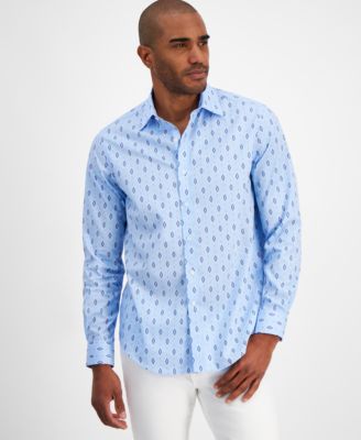 Club Room - Men's Urik Regular-Fit Stretch Geo Foulard Button-Down Shirt