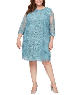 Alex Evenings - Plus Size Embellished Faux-Jacket Shift Dress