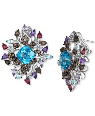 Le Vian - Multi-Gemstone Cluster Statement Earrings (15-5/8 ct. t.w.) in 14k White Gold