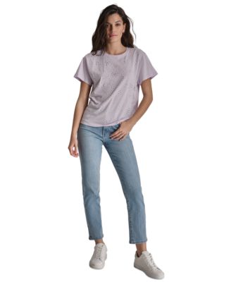 DKNY Jeans - Women's Scattered-Dome-Studs Boxy T-Shirt