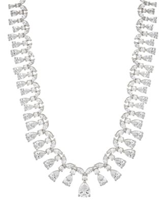 Arabella - Cubic Zirconia Mixed Cut 18" Statement Necklace in Sterling Silver
