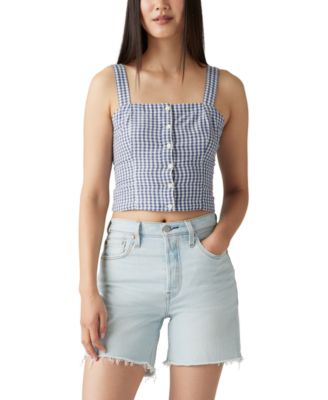 Levi's - Women's Lottie Floral-Print Crop Square-Neck Top