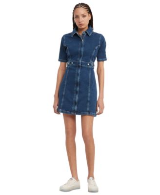 Tommy Jeans - Women's Zip-Front Short-Sleeve Denim Dress