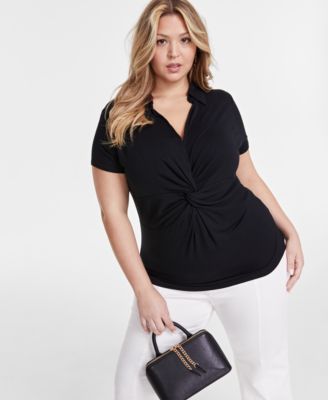 I.N.C. International Concepts - Plus Size Twist-Front Collared Blouse