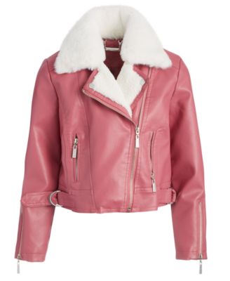 Jou Jou - Little & Big Girls Faux-Fur-Collar Moto Jacket