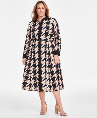 Anne Klein - Plus Size A-Line Mixed Media Dress