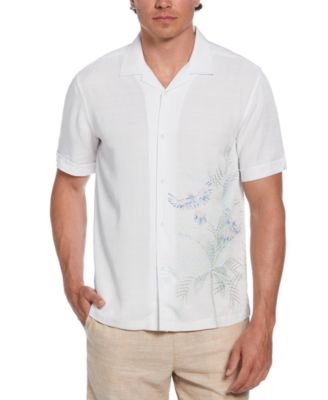 Cubavera - Men's Textured Short Sleeve Button-Front Parrot Print Camp Shirt