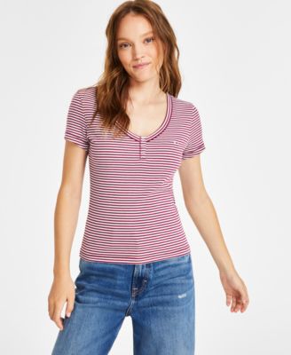 Tommy Jeans - Women's Striped Slim-Fit Henley Top