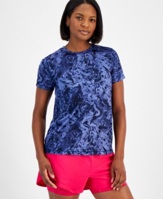 ID Ideology - Women's Water-Bubbles Jacquard Mesh Short-Sleeve Top