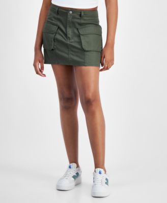 Tinseltown - Juniors' Cotton Denim Cargo Miniskirt