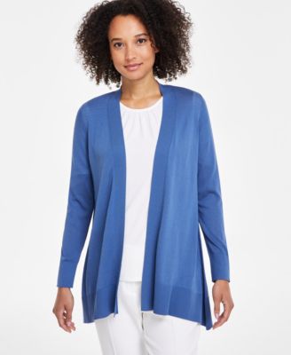 Kasper - Petite Open-Front Long Sleeve Cardigan