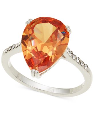 Charter Club - Silver-Tone Cubic Zirconia & Crystal Pear Ring