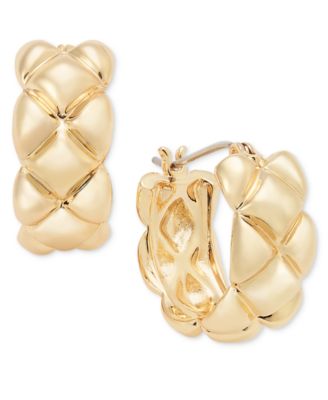 On 34th - Small Quilted Style Hoop Earrings, 0.6"