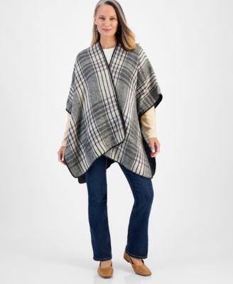 Style & Co - Women's Classic Plaid Reversible Topper Wrap
