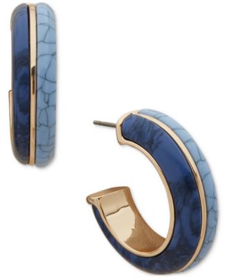 Anne Klein - Gold-Tone Medium Stone Inlay C-Hoop Earrings, 1.21"