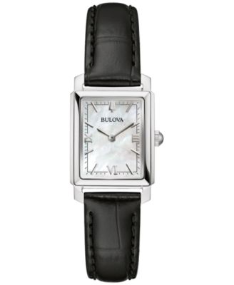 Bulova - Women's Sutton Black Leather Strap Watch 21mm